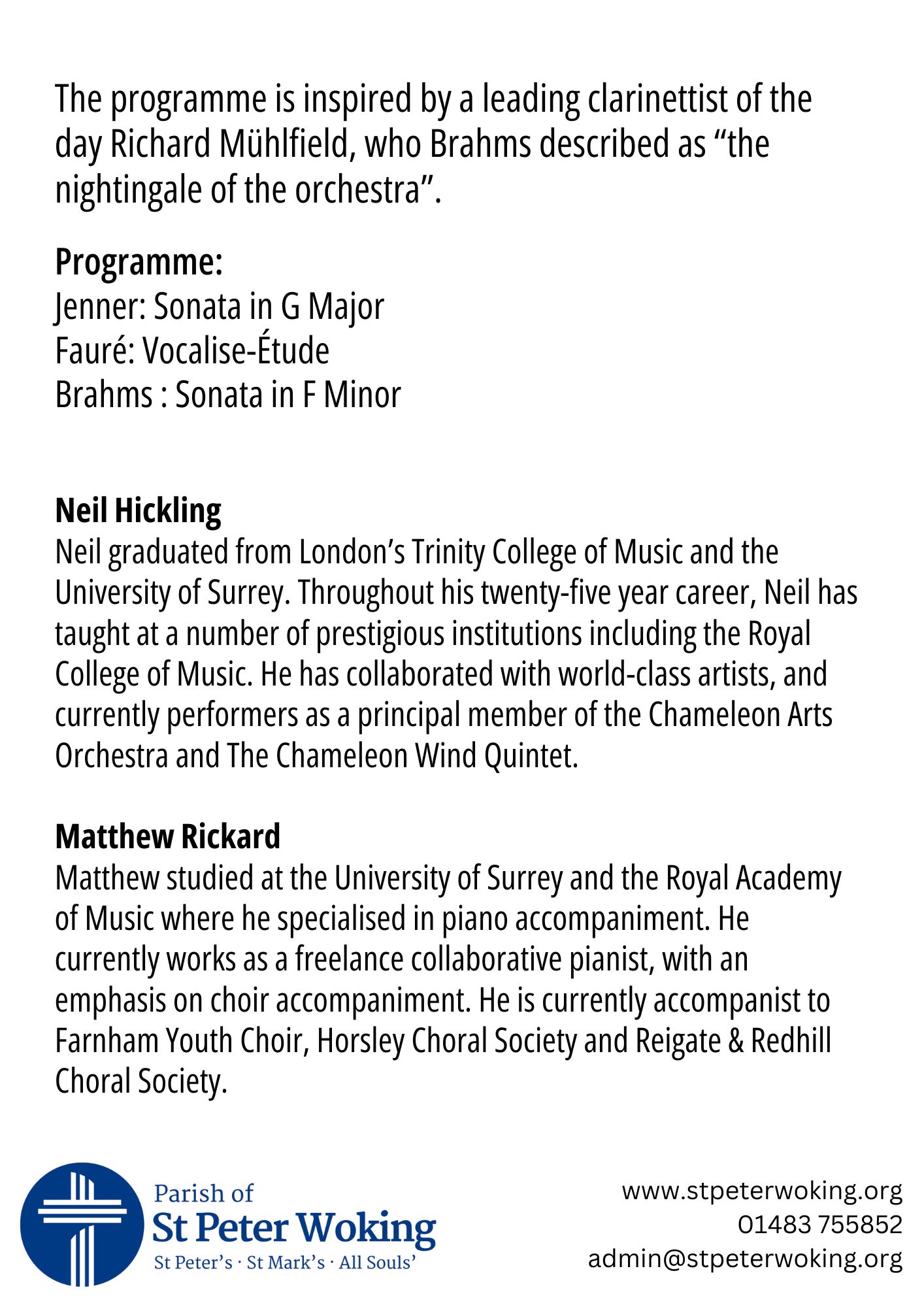 Piano & Clarinet Concert Flyer