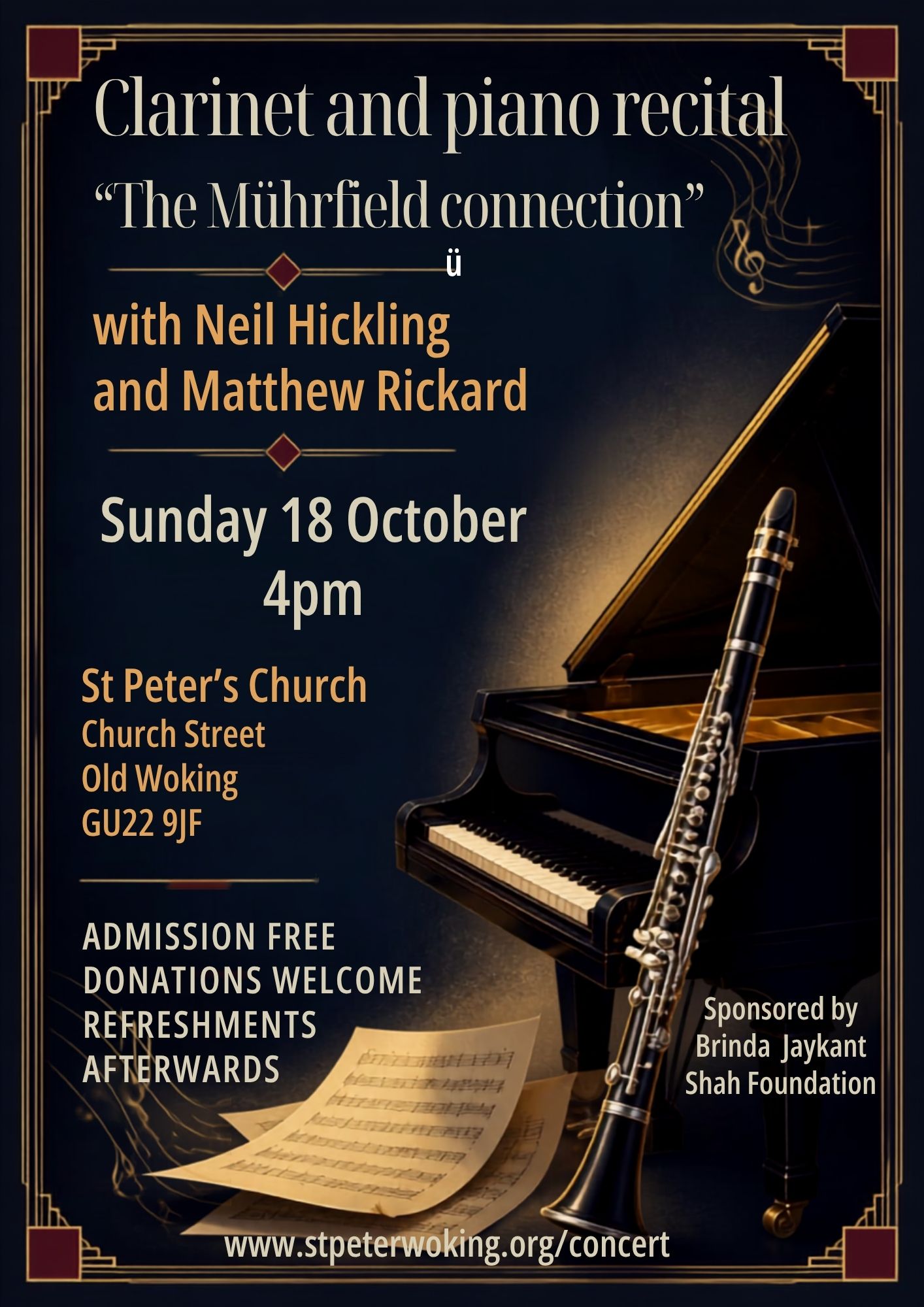 Piano & Clarinet Concert Flyer